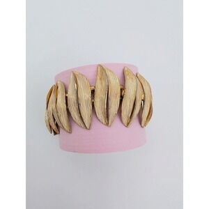 Vintage ART Arthur Pepper Bracelet Gold Tone Leaf Brushed MCM Botanical
